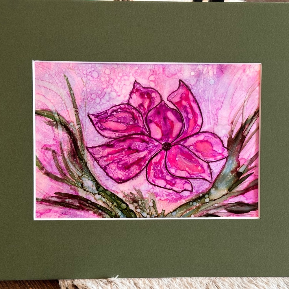 Hand crafted original abstract fashion botanical alcohol ink wall decor painting